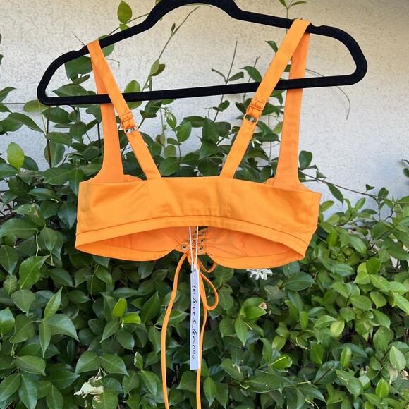 NWT For Love And Lemons Clementine Bra Top Yellow Orange Crop XS fits Small - Picture 7 of 8